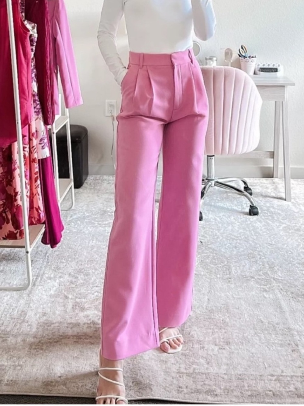 Abercrombie & Fitch Sloan Pink High Rise Wide Leg Trouser Pants 26 25617
